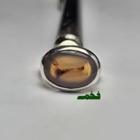 خاتم ملكي فخم بحجر عقيق يماني طبيعي مصور ساعه رملي...