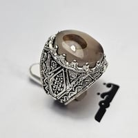 خاتم مطلي فضه حجر عقيق يماني فخم