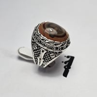 خاتم مطلي فضه مميز حجر عقيق سليماني يماني فخم