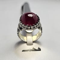 خاتم فضه فخم حجر ياقوت مميز