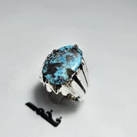 خاتم فضه فخم حجر فيروز نيشابوري طبيعي مميز