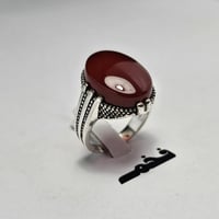 خاتم مميز مطلي فضه حجر عقيق فخم