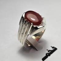 خاتم فضه مميز حجر عقيق يماني طبيعي فخم