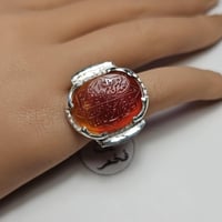 خاتم فضه انتيك قديم اسطوري حجر عقيق يماني منقوش سو...