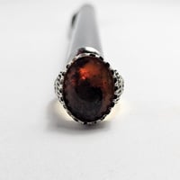 خاتم فضه فخم حجر عقيق طحلبي طبيعي يماني فخم