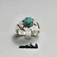 خاتم فضه فخم حجر فيروز نيشابوري طبيعي نادر