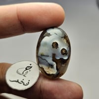 حجر عقيق طبيعي مصور شبح نادر حجم راهي تفصيل الفضه...