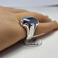 خاتم فضه فخم حجر عقيق يمني طبيعي لون وتموجات مميزة