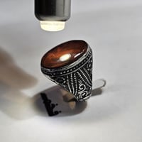 خاتم مطلي فضه حجر عقيق مقاس الخاتم 8.5 امريكي