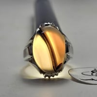 خاتم فضه فخم حجر عقيق يمني طبيعي لون وتموجات مميزة