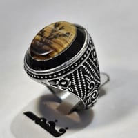 خاتم مطلي فضه حجر عقيق مقاس الخاتم 8.5 امريكي