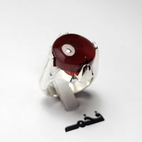 خاتم فضه فاخر حجر عقيق يماني احمر رماني طبيعي نادر