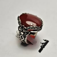 خاتم مميز مطلي فضه تصميم نجراني حجر عقيق فخم