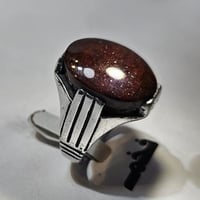 خاتم مطلي فضه حجر عقيق مقاس الخاتم 10 امريكي