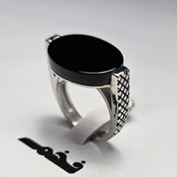 خاتم ملكي فضه تصميم فخم فص اسود مميز