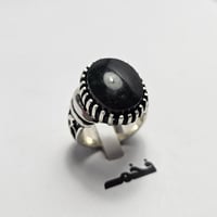 خاتم فضه فخم حجر الدم عقيق يماني طبيعي نادر