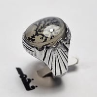 خاتم مطلي فضه حجر عقيق مقاس الخاتم 9.5 امريكي