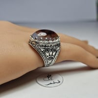 خاتم فخم حجر عقيق يماني طبيعي مصور مميز