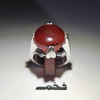 خاتم فضه فاخر حجر عقيق يماني احمر رماني طبيعي نادر