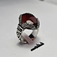 خاتم مميز مطلي فضه تصميم نجراني حجر عقيق فخم