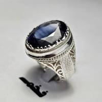 خاتم فضه تصميم فخم حجر زفير تايلندي مميز جدا مع تع...
