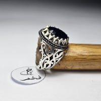 خاتم فضه تصميم فخم حجر زفير تايلندي طبيعي فاخر