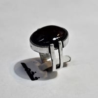 خاتم مطلي فضه حجر عقيق مقاس الخاتم 8 امريكي