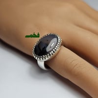 خاتم ملكي فضه فخم بحجر عقيق يماني طبيعي مصور فاخر