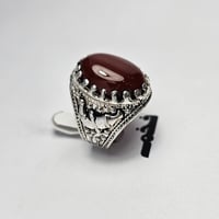 خاتم مميز مطلي فضه تصميم نجراني حجر عقيق فخم