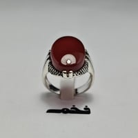 خاتم مميز مطلي فضه حجر عقيق فخم