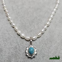 عقد لؤلؤ فخم مع قلادة فيروز مرصعة بالزركون السويسر...