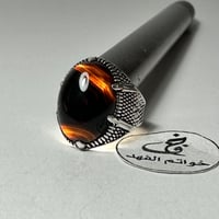 خاتم فخم مطلي فضه بحجر عقيق اسود مميز