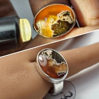 خاتم ملكي فضه عقيق يمني طبيعي طحلبي نادر جدا