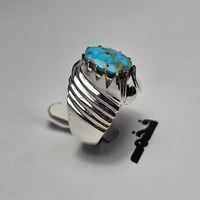 خاتم فضه فخم حجر فيروز نيشابوري طبيعي مميز