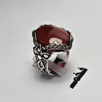 خاتم مميز مطلي فضه تصميم نجراني حجر عقيق فخم