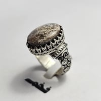 خاتم فضه فخم حجر عقيق يماني طبيعي جلد الحية