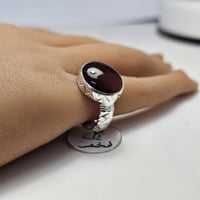 خاتم ملكي فضه نقش يدوي نادر حجر عقيق يمني طبيعي لو...