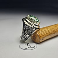 خاتم فضه فخم نقش يدوي حجر مازونايت ألماس امريكي فا...