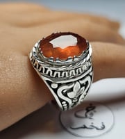 خاتم فضه تصميم فخم حجر ياقوت افريقي طبيعي لون نادر