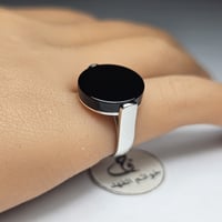 خاتم ملكي فضه ايطالي تصميم فخم حجر اسود مميز