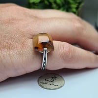 خاتم ملكي فضه بحجر عقيق يمني فخم