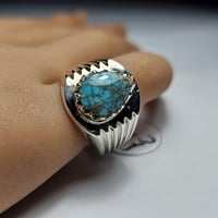 خاتم فضه تصميم فخم حجر فيروز نيشابوري ايراني عنكبو...