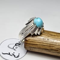 خاتم فضه تصميم مميز حجر فيروز نيشابوري طبيعي فخم