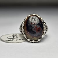 خاتم فضه اسطوري نقش يدوي حجر الدم اليمني طبيعي مصو...