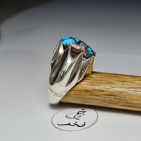 خاتم فضه تصميم فخم حجر فيروز نيشابوري ايراني عنكبو...