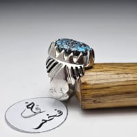 خاتم فضه تصميم فخم حجر فيروز نيشابوري عنكبوتي نادر...