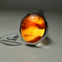 خاتم فضه فاخر بحجر عقيق يمني طبيعي لون مميز