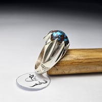 خاتم فضه تصميم مميز حجر فيروز نيشابوري عنكبوتي اير...