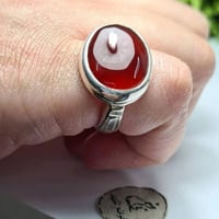 خاتم فضه ملكي بحجر عقيق يمني