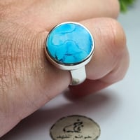 خاتم فضه ملكي فخم بحجر فيروز إيراني فاخر